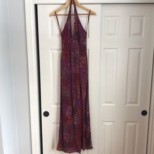 Burgundy beaded Long dress